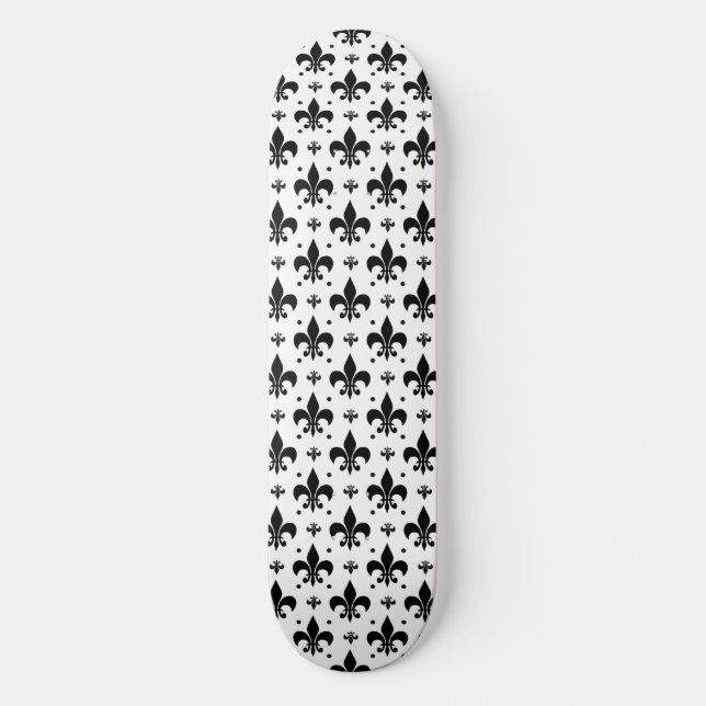 Skate Design do padrão Fleur-de-lis de fundo branco (Frente)
