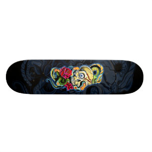 Skate Design dos rosas do cobra do crânio