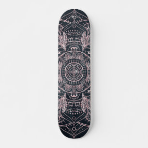 Skate Design Elegante Dourada da Cinza Mandala