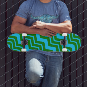 Skate Design em Zigue-Zague Chevron Verde Azul