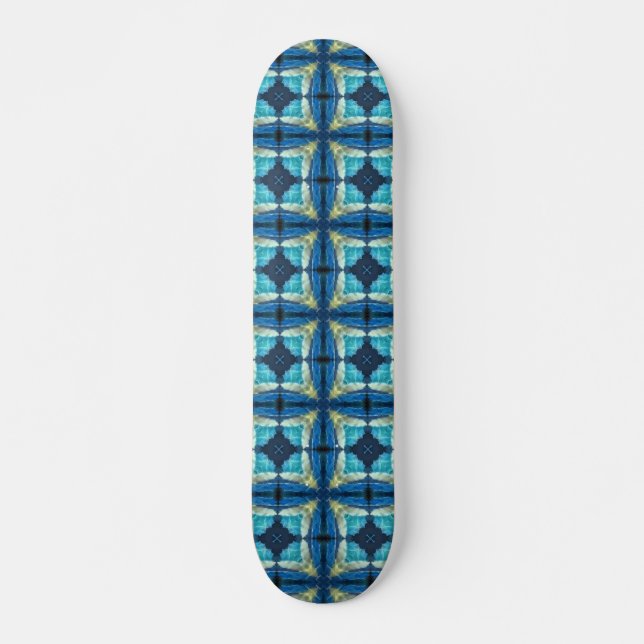 Skate Design geométrico amarelo-azul-turquesa (Frente)