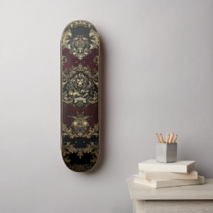 Skate Design Lion Dourada ornamentado