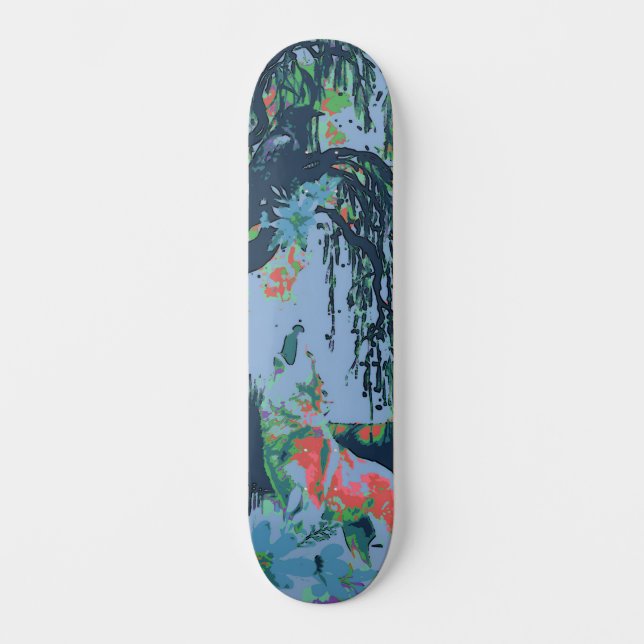Skate Design Maiúsculo de Arte, Raven Moon & Wolf (Frente)