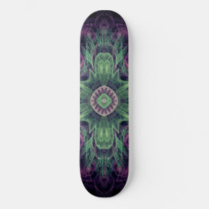 Skate Design Moderno Abstrato Fractal Roxo e Verde