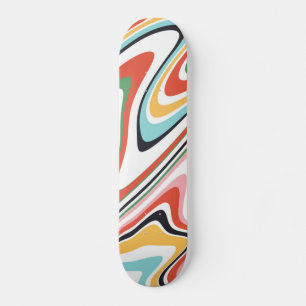 Skate Design Moderno das Linhas de Onda Coloridas Retroa