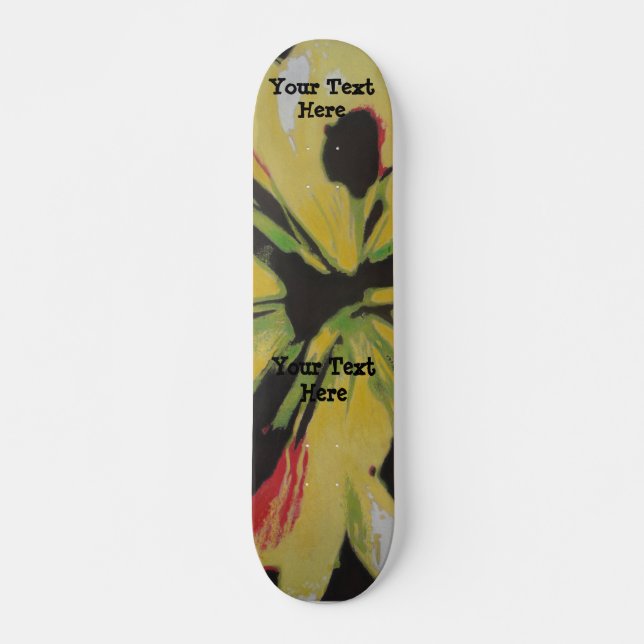 Skate design moderno original amarelo preto da arte (Frente)