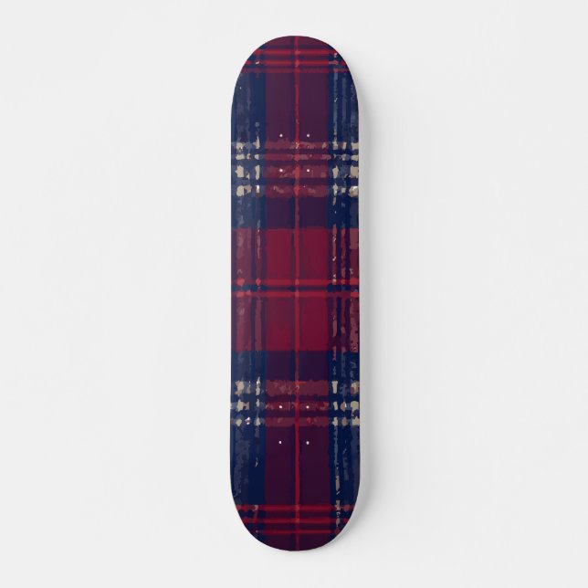 Skate Design Ousado de Xadrez Azul e Vermelho (Frente)