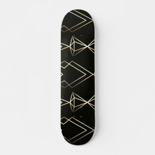 Skate Design retrô clássico em preto e Dourado