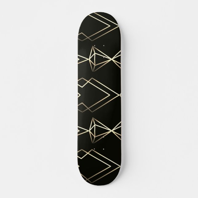 Skate Design retrô clássico em preto e Dourado (Frente)