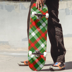 Skate Design Xadrez de Flanela Vermelho Verde Branco 