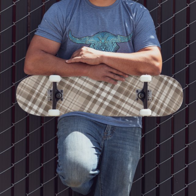 Skate Design Xadrez Tom Terra Neutro  (Ao ar livre 3)
