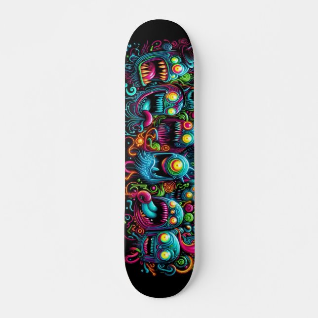 Skate Designs de monstros grafites brilhantes (Frente)