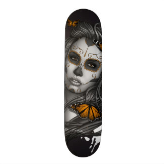 Skate Dia da menina inoperante do crânio do açúcar