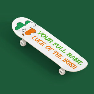 Skate Dia de São Patrício Bandeira da Irlanda Trevo Nome