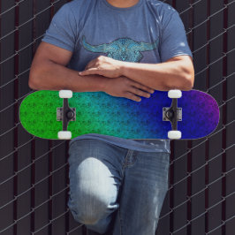 Skate Diag Gradient Floral Padrão Floral Azul Verde