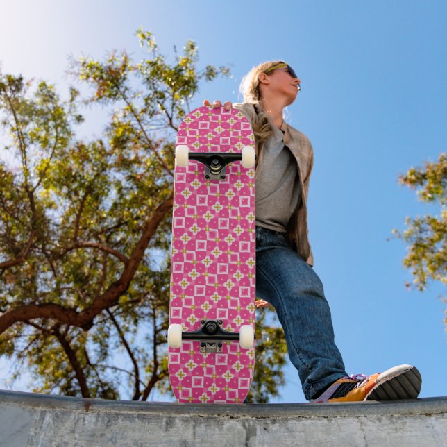 Skate Diamante Flor Brilho Rosa Quente (Ao ar livre 1)