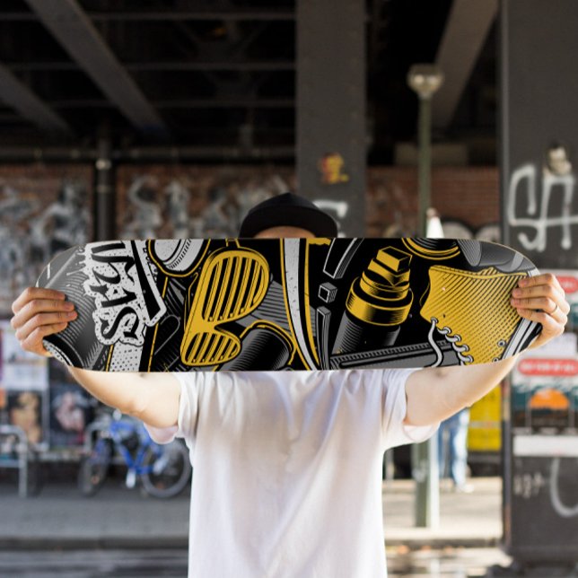 Skate do estilo do Grafite amarelo | Pavimento do  (Graffiti Urban Skateboard Deck)