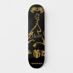 Skate Dourada Glitter Feliz Natal, Papai Noel