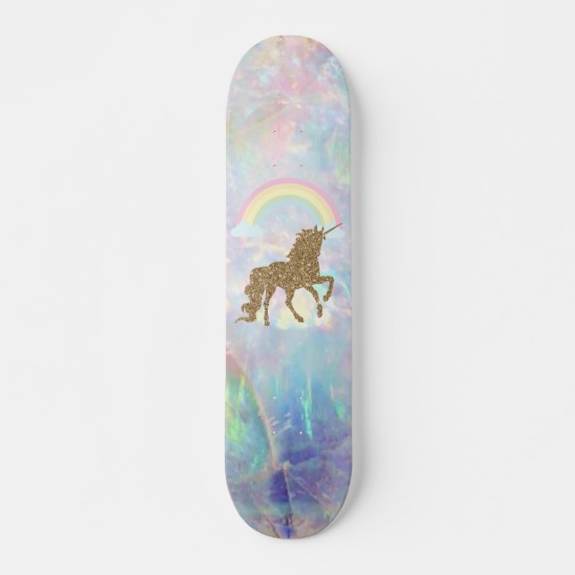 Skate Dourada Glitter Unicorn, Rainbow Opal (Frente)
