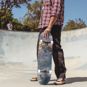 Skate Dourado Azul Roxo Brilho Glam 1