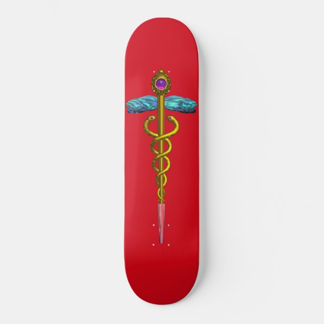 Skate Dourado CADUEUS, Vermelho (Frente)