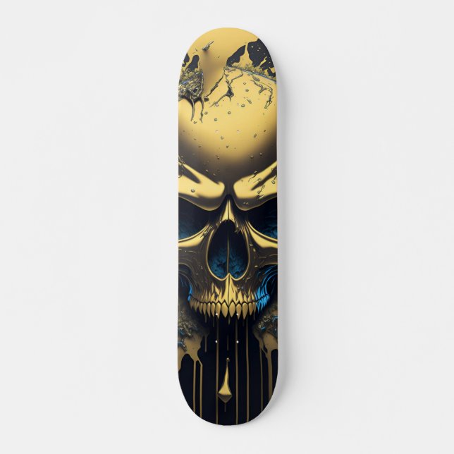 Skate Dourado crânio - Numb-Skulls Design nº 1 (Frente)