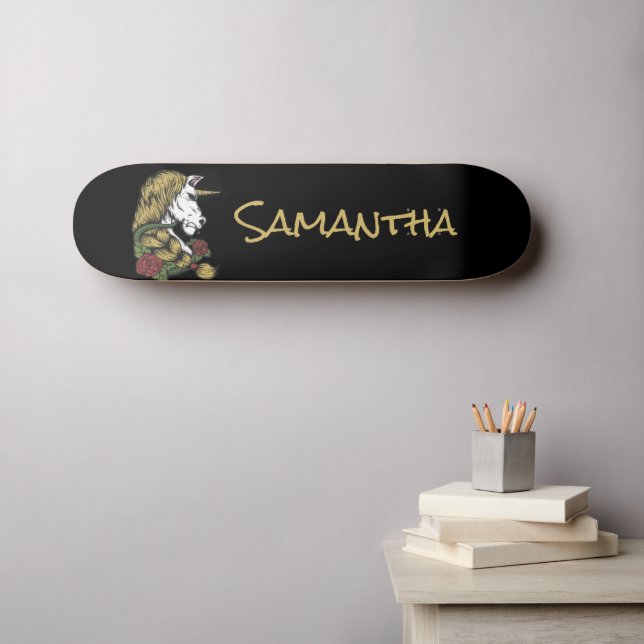 Skate Dourado    UnicornSkateboard personalizado (Arte de parede (Horz))