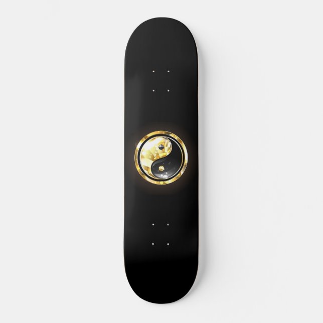 Skate Dourado Yin Yang a preto (Frente)