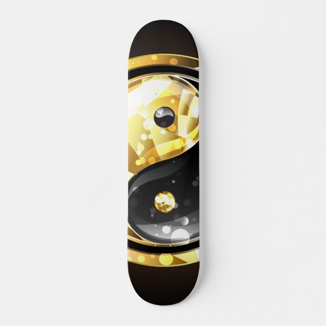 Skate Dourado Yin Yang a preto (Frente)