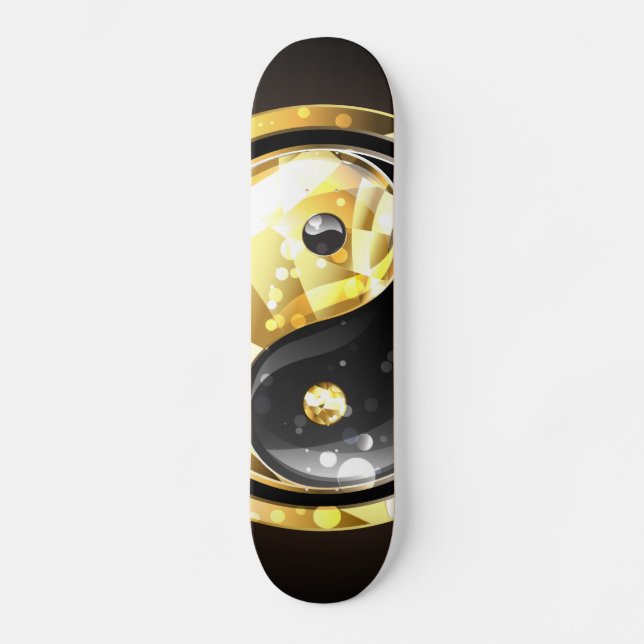 Skate Dourado Yin Yang a preto (Frente)