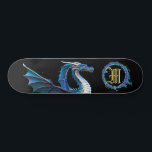 Skate *~* Dragão AZUL do Ouro Elemental AP88 Metálico<br><div class="desc">(Pesquise no código AP88 para localizar itens semelhantes ) Transferência fácil para outros produtos Zazzle. Element DRAGON (DRAGÃO de elemento) com ANEL de FIRE / FLAMES / FLAME e MONOGRAMA INICIAL para seu nome - Mantenha ou edite ou exclua o texto. Este famoso skate tradicional chinês estilo personalizado pro Element...</div>