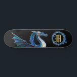 Skate *~* Dragão AZUL do Ouro Elemental AP88 Metálico<br><div class="desc">(Pesquise no código AP88 para localizar itens semelhantes ) Transferência fácil para outros produtos Zazzle. Element DRAGON (DRAGÃO de elemento) com ANEL de FIRE / FLAMES / FLAME e MONOGRAMA INICIAL para seu nome - Mantenha ou edite ou exclua o texto. Este famoso skate tradicional chinês estilo personalizado pro Element...</div>