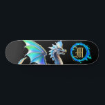 Skate *~* Dragão AZUL Elemental Dourado AP88 Metálico<br><div class="desc">(Pesquise no código AP88 para localizar itens semelhantes ) Transferência fácil para outros produtos Zazzle. Element DRAGON (DRAGÃO de elemento) com ANEL de FIRE / FLAMES / FLAME e MONOGRAMA INICIAL para seu nome - Mantenha ou edite ou exclua o texto. Este famoso skate tradicional chinês estilo personalizado pro Element...</div>