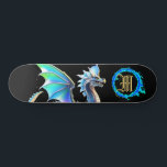 Skate *~* Dragão AZUL Elemental Dourado AP88 Metálico<br><div class="desc">(Pesquise no código AP88 para localizar itens semelhantes ) Transferência fácil para outros produtos Zazzle. Element DRAGON (DRAGÃO de elemento) com ANEL de FIRE / FLAMES / FLAME e MONOGRAMA INICIAL para seu nome - Mantenha ou edite ou exclua o texto. Este famoso skate tradicional chinês estilo personalizado pro Element...</div>