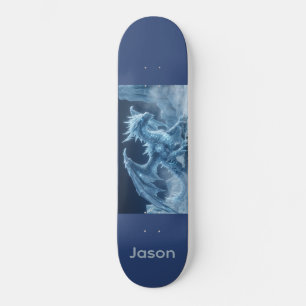 Skate Dragão de Gelo Azul Épico em 3D