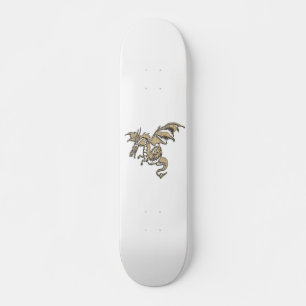 Skate Dragão Dourado em Branco