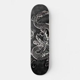 Skate Dragão Japonês Preto, Prata Vintage