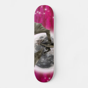Skate Dragão Negro - Criatura Fantástica Mítica Céu Verm
