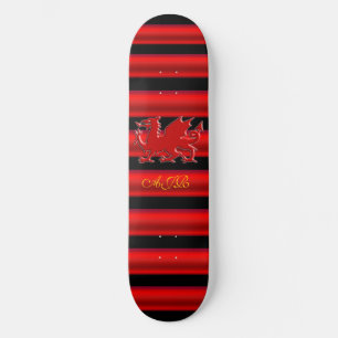 Skate Dragão Vermelho Monograma, faixa vermelha de efeit