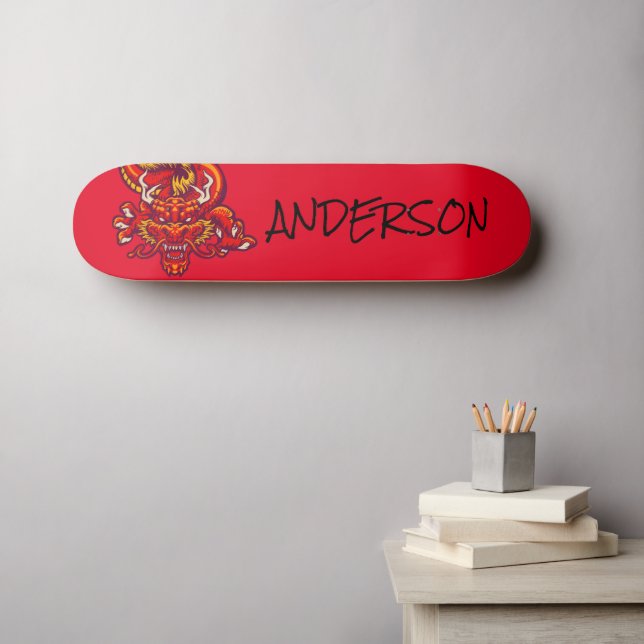 Skate Dragão vermelho personalizado (Arte de parede (Horz))