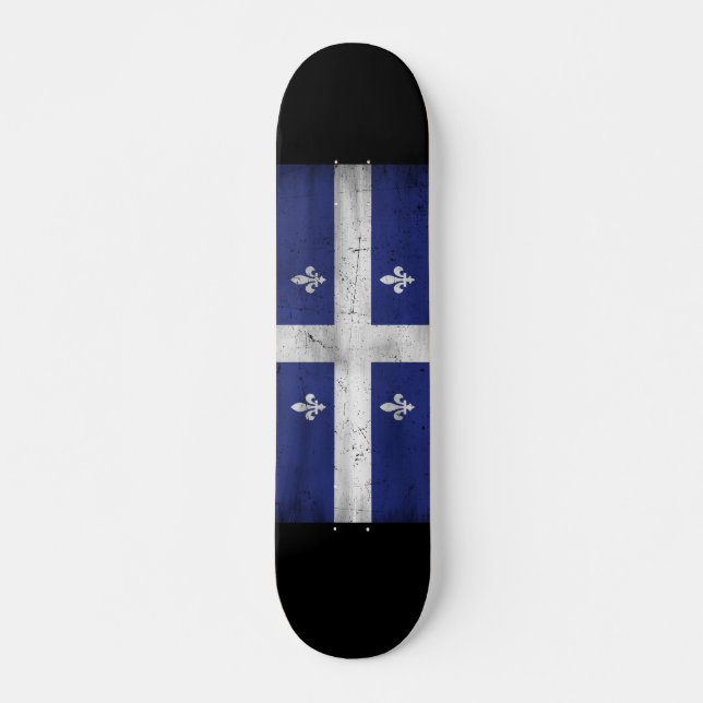 Skate Drapeau du Québec, estilo grunge érodé (Frente)