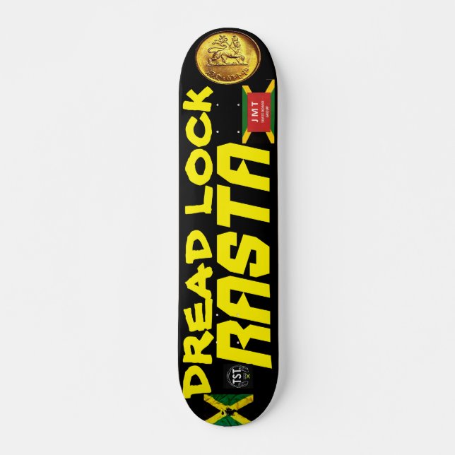 Skate DREAD LOCK RASTA OFICIAL 7, 3/4 pol. (Frente)