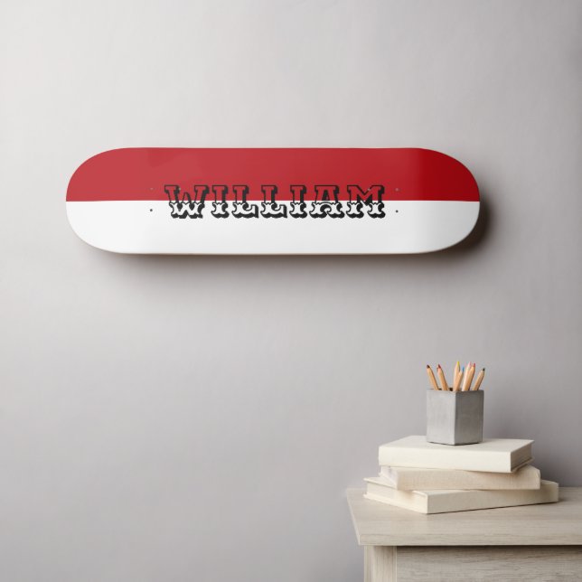 Skate Elegant white and red personalized name (Arte de parede (Horz))