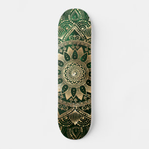 Skate Elegante Dourado Mandala Green Design