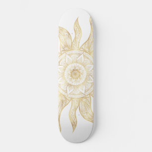 Skate Elegante Dourado Sun Mandala Design