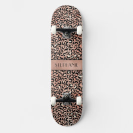 Skate Elegante Estampa de Leopardo em Folha de Ouro Rosa
