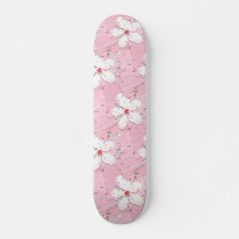 Skate Elegante flor de cerejeira sakura rosa floral femi