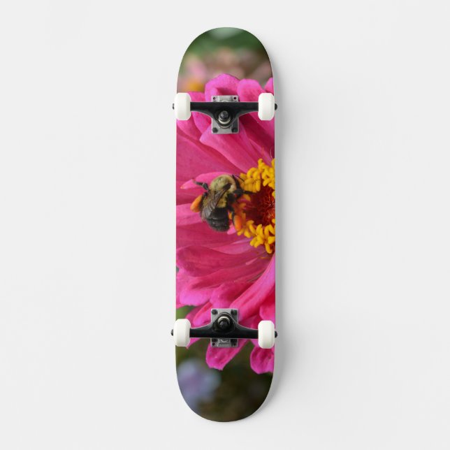 Skate Elegante flor de mum floral rosa abelha melífera (Frente)