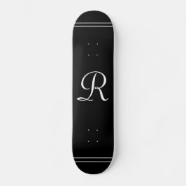 Skate Elegante preto e branco monograma personalizado