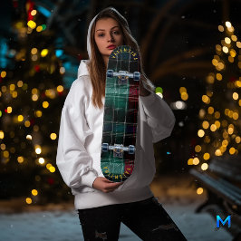 Skate Elegante Tartan com Xadrez Verde Festiva e Vermelh